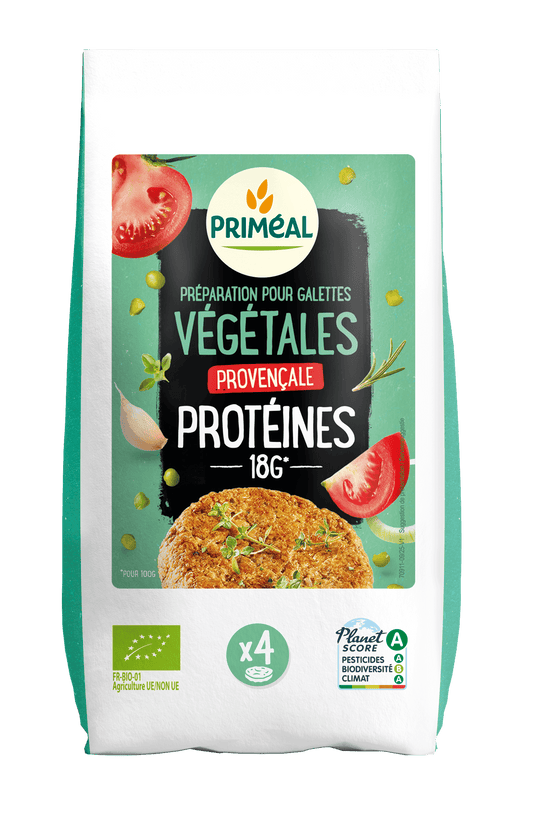 Primeal Groenteburgermix Provencaals bio kruiden en maaltijdmix, 200g, with colorful herbs and vegetables visible.