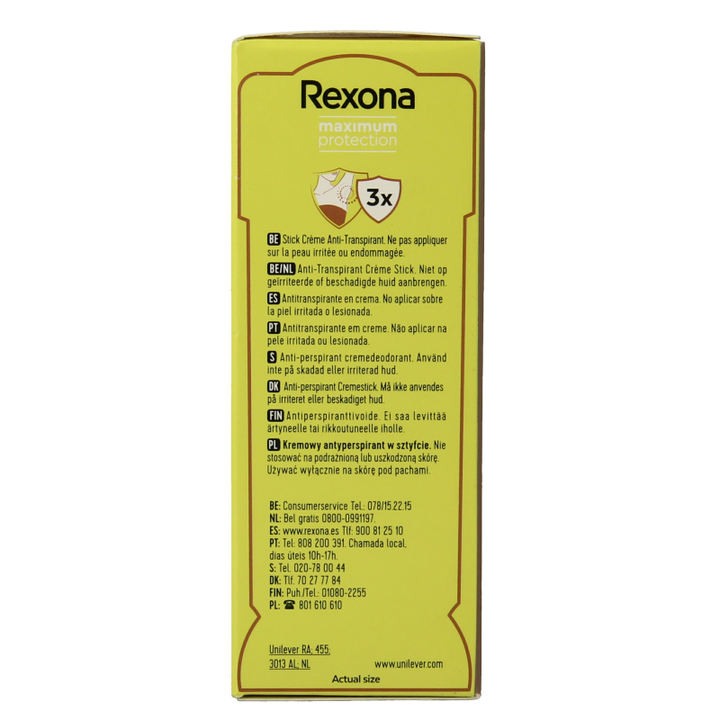 Rexona Deodorant 45 Milliliter Rexona Deodorant maximum protection stress control 45 Milliliter