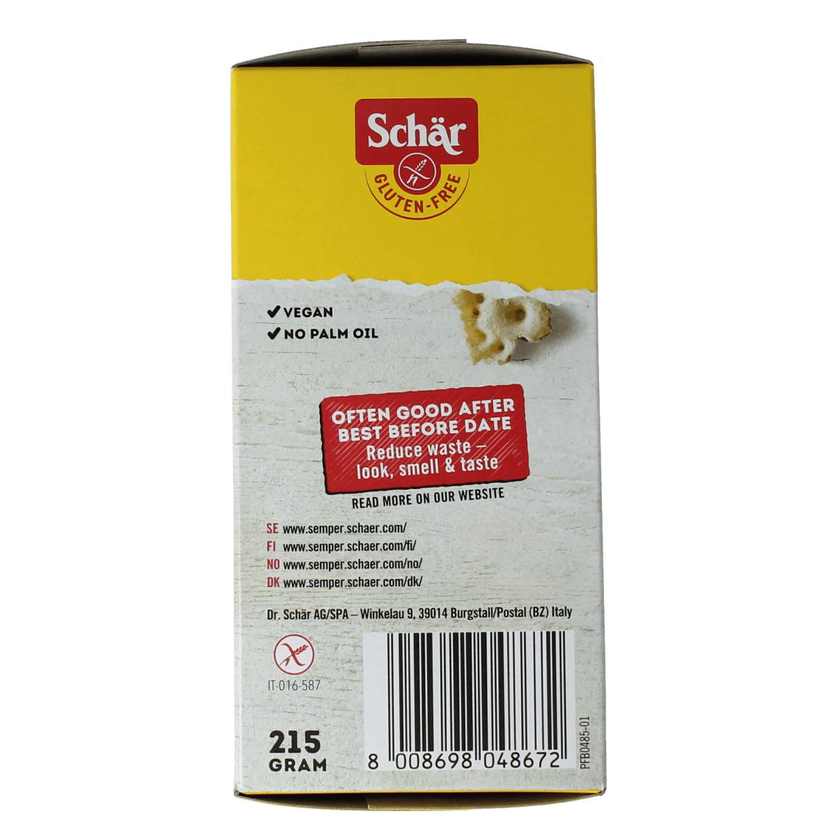 Schar Broden en Crackers 215.00 Gram Schar Knackebrod vezelrijk glutenvrij 215.00 Gram