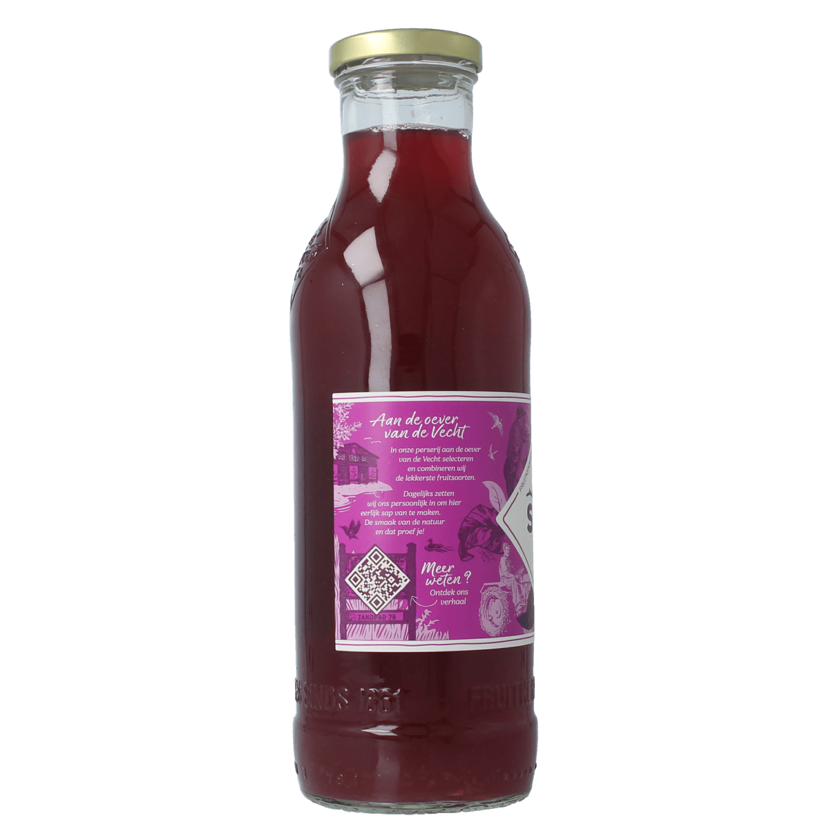 Schulp Apple and Cherry Juice in a 750ml bottle, natural fruit drink from Schulp, bright label with images of apples and cherries.