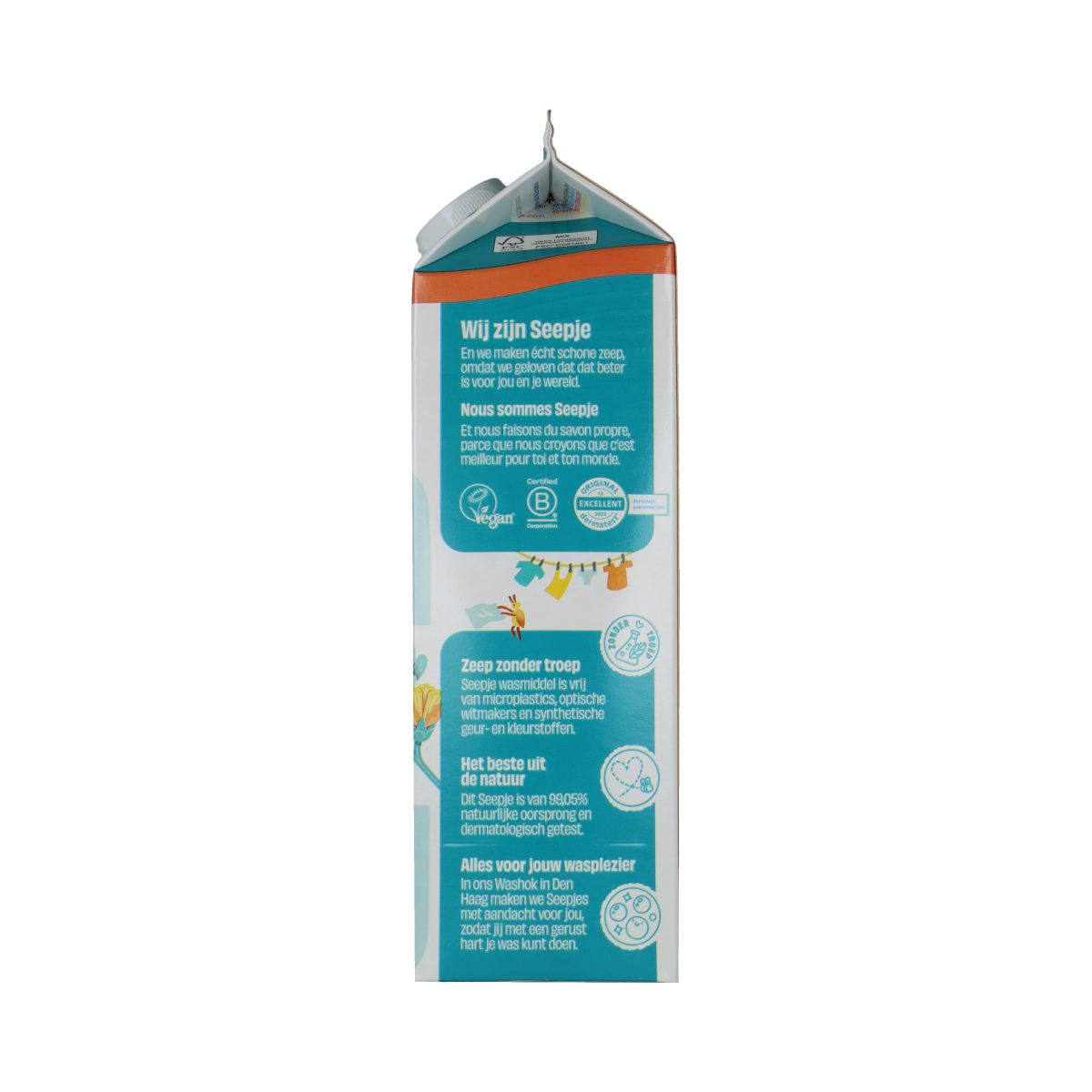 Seepje universeel refill pak 945ml wasmiddel in a clear plastic pouch for laundry and fabric cleaning.