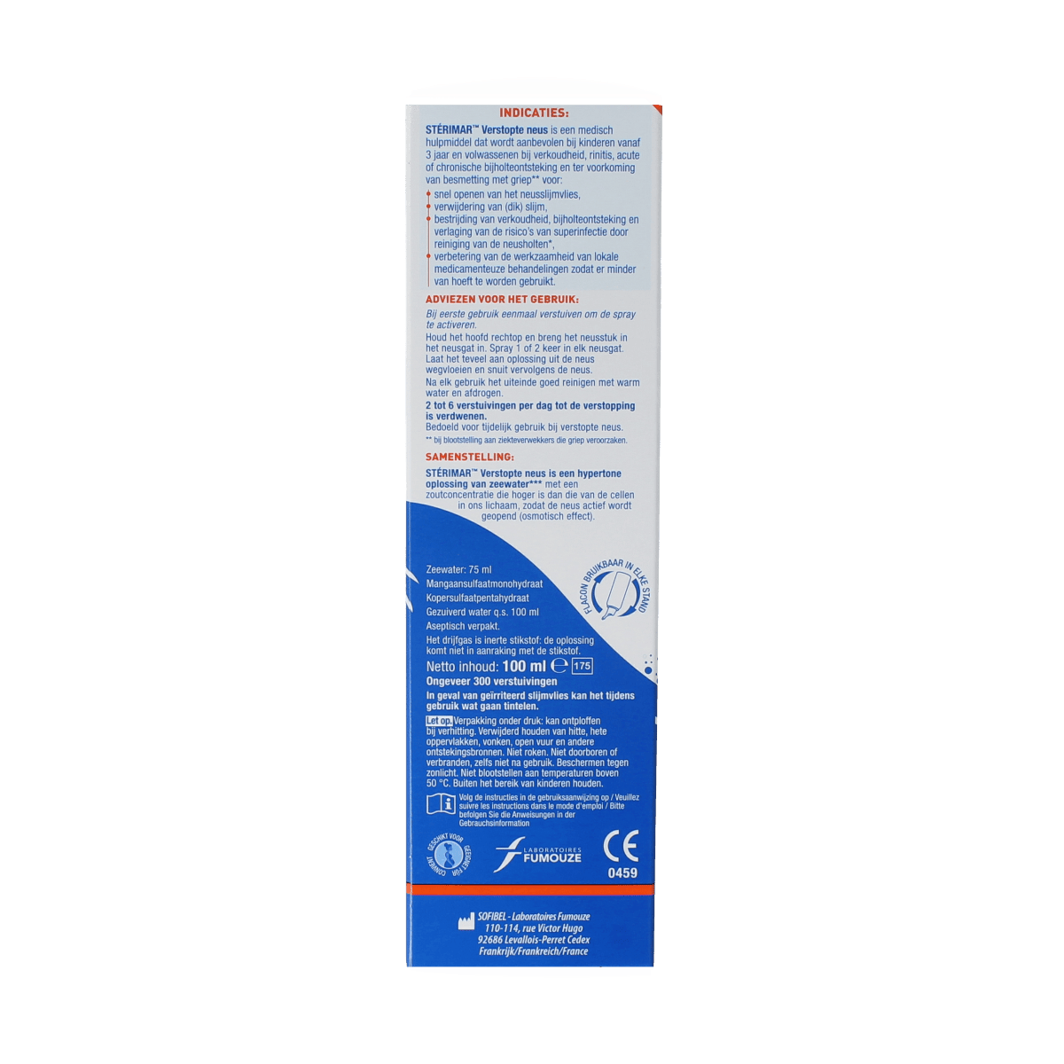Sterimar Neusverzorging en Inhalatie 100.00 Milliliter Sterimar Verstopte neus 100.00 Milliliter