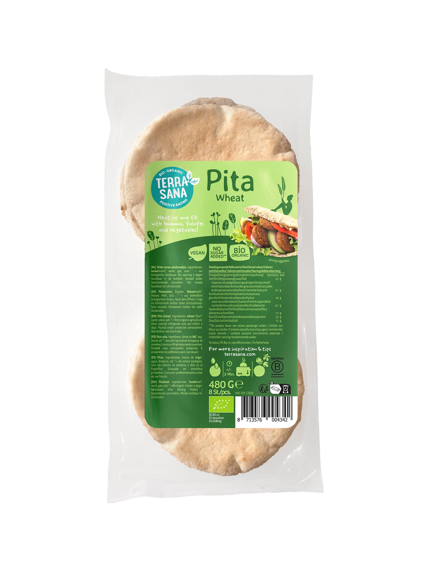 TerraSana Broden en Crackers 480.00 Gram TerraSana Pitabrood tarwe bio 480.00 Gram