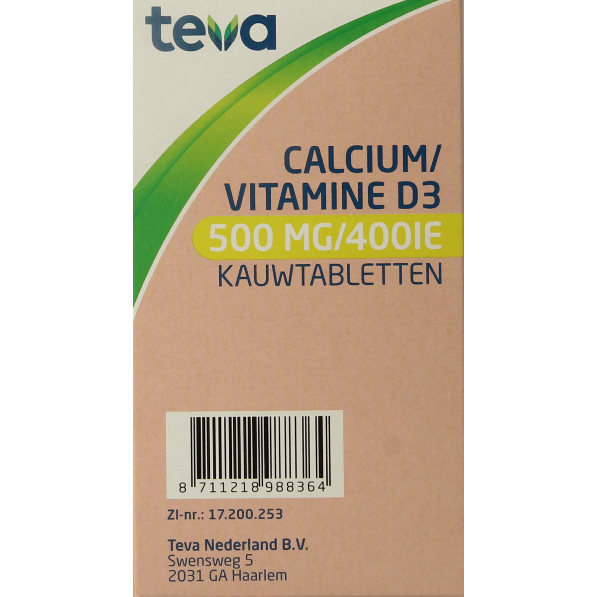 Teva Mineralen Multi 90.00 Kauwtabletten Teva Calcium / vitamine D 500mg / 400IE 90.00 Kauwtabletten