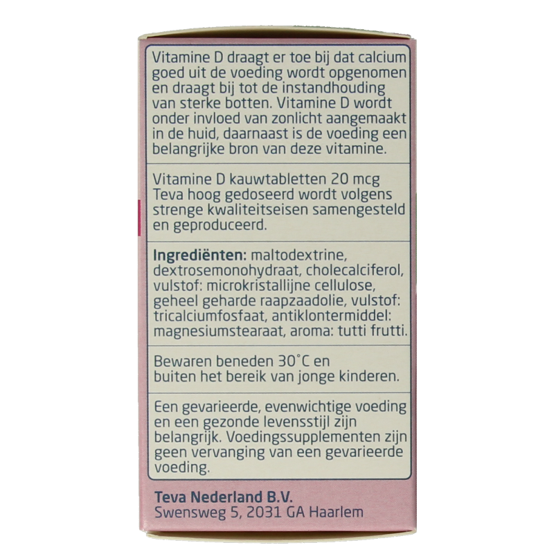 Teva Vitamine Enkel 300 Tabletten Teva Vitamine D 20 mcg 800IE 300 Tabletten