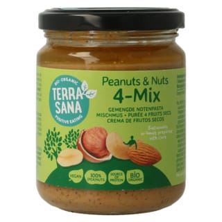 Topbrands2go 250.00 Gram 4 mix gemengde notenpasta zonder zout bio 250.00 Gram