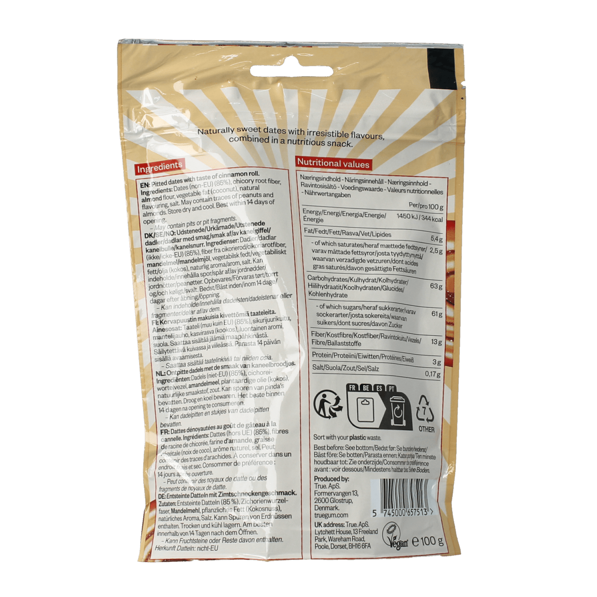 True dates Aardappelen, Groente en Fruit 100.00 Gram True dates Cinnamon roll 100.00 Gram