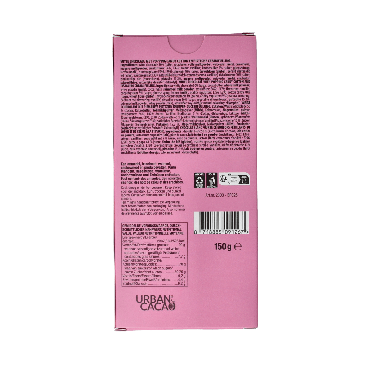Urban Cacao Chocolade 150.00 Gram Urban Cacao Pistachio angelhair 150.00 Gram