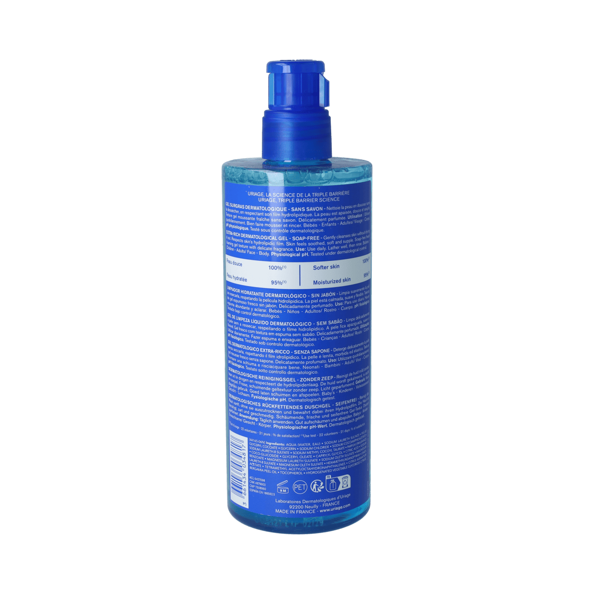Uriage DERM-PHY Gel Surgras dermatologische lichaamsverzorging in 500ml, milde reiniging en verzorging voor de huid