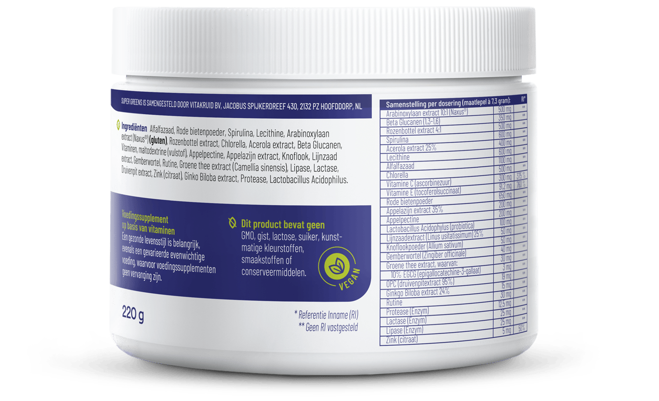 Vitakruid Kruidenpreparaten 220 Gram Vitakruid Super greens 220 Gram