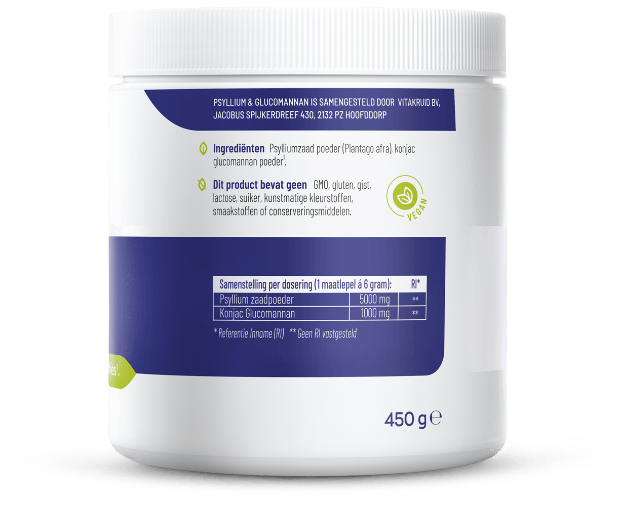 Vitakruid Kruidenpreparaten 450 Gram Vitakruid Psyllium & glucomannan 450 Gram