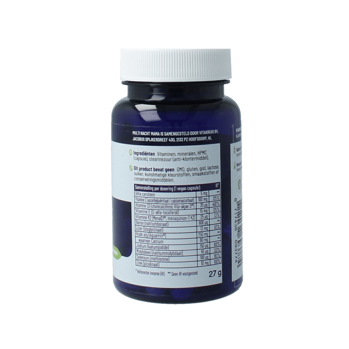 Vitakruid Vitamine Multi 30.00 Vegetarische capsules Vitakruid Multi nacht mama vegan 30.00 Vegetarische capsules
