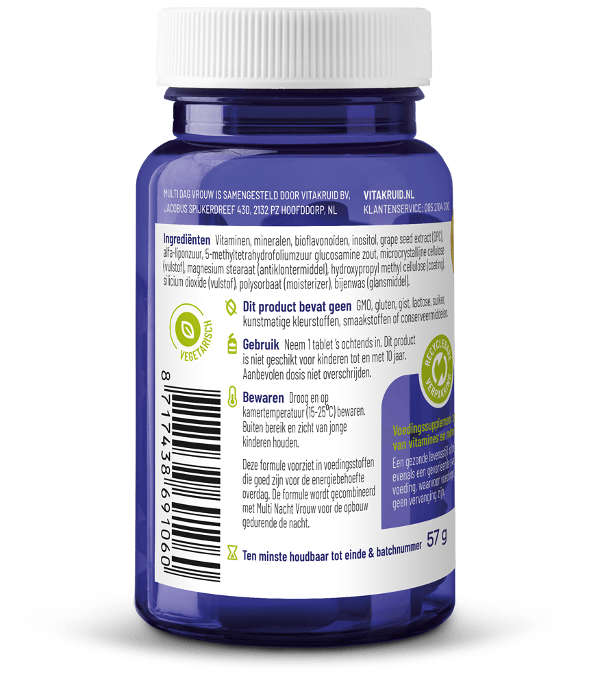 Vitakruid Vitamine Multi 30 Tabletten Vitakruid Multi dag vrouw 30 Tabletten