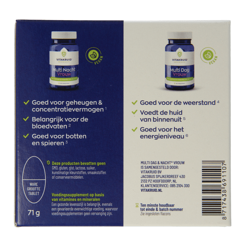 Vitakruid Vitamine Multi 60 Tabletten Vitakruid Multi dag & nacht vrouw 2 x 30 tabletten 60 Tabletten