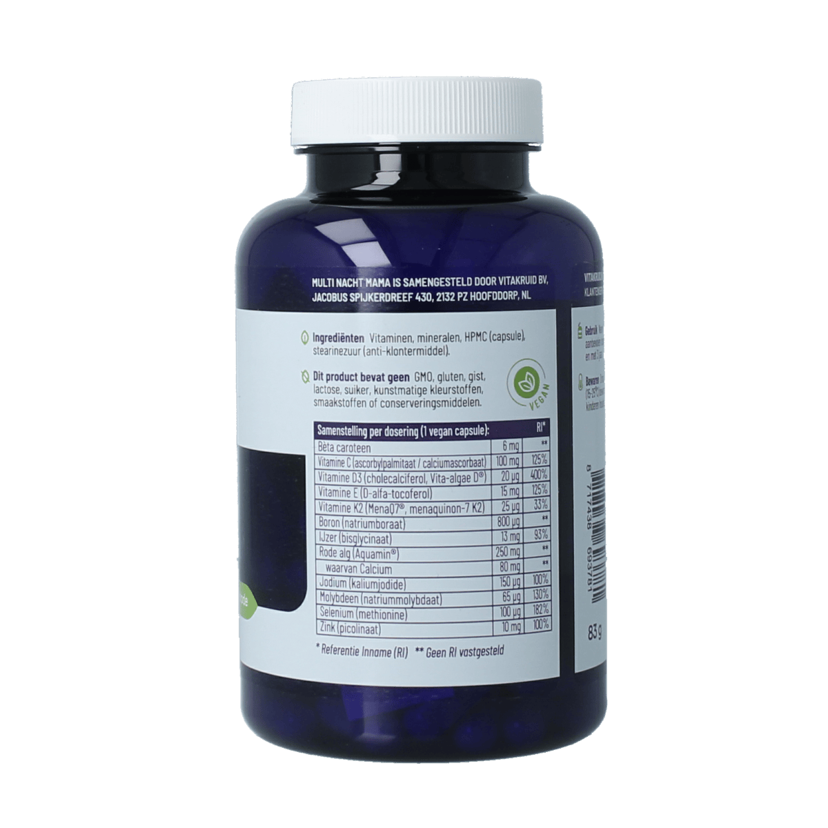 Vitakruid Vitamine Multi 90.00 Vegetarische capsules Vitakruid Multi nacht mama vegan 90.00 Vegetarische capsules