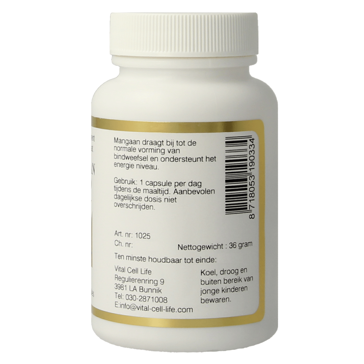 Vital Cell Life Mineralen Enkel 100.00 Vegetarische capsules Vital Cell Life Mangaan amino 30mg 100.00 Vegetarische capsules