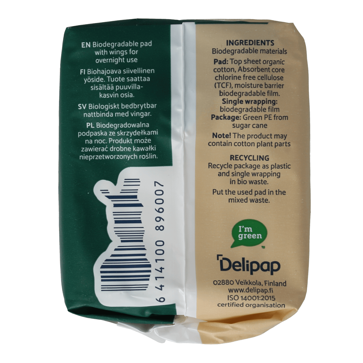 Vuokkoset Damesverband en Tampons 9.00 Stuks Vuokkoset Bio Maandverband night wing 9.00 Stuks