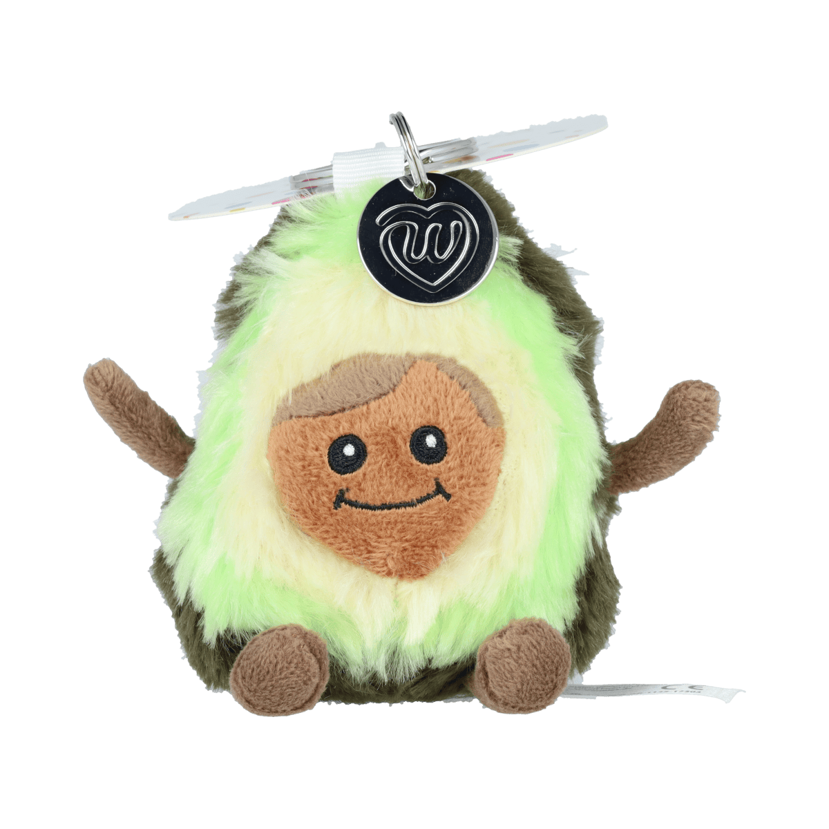 Warmies avocado keychain plush toy from the Warmies cuddly toys collection, soft and cute accessory for keys or bags.