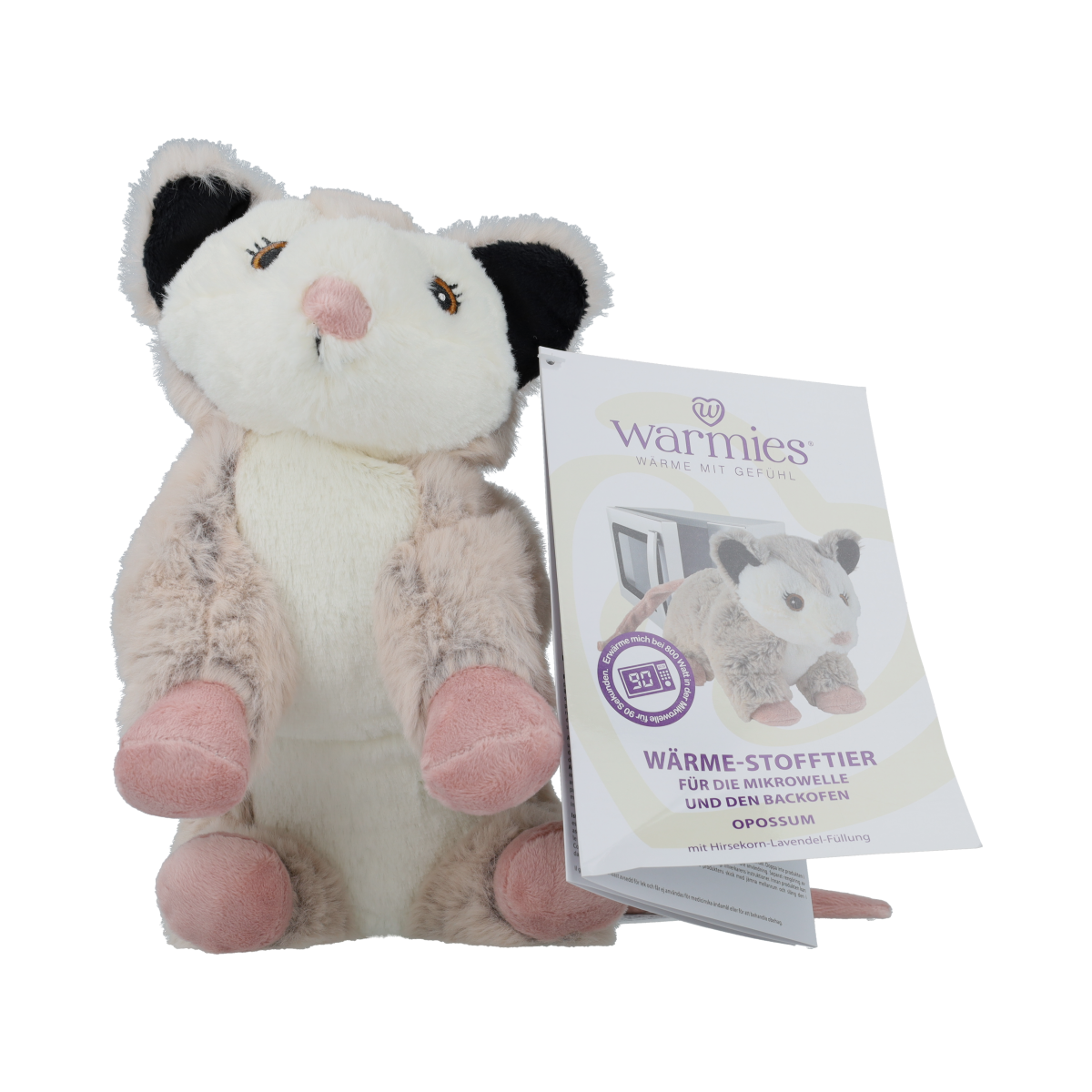 Warmies Warmteknuffel opossum, soft plush toy and heating cuddle, perfect for comfort and warmth, in a set of one.