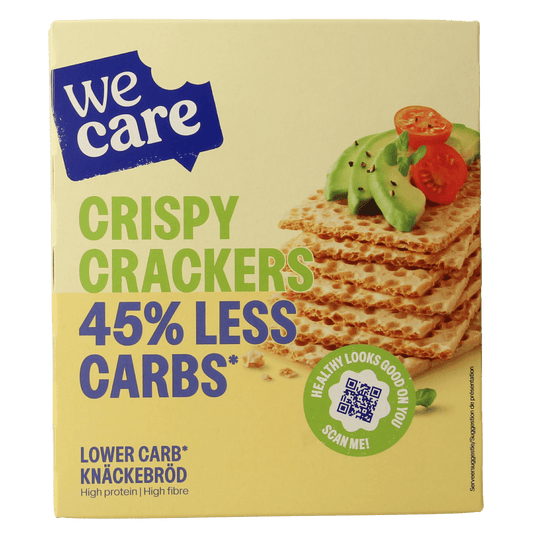 WeCare Snacks en Tussendoortjes 100.00 Gram WeCare Lower kcal/carb crispy crackers 100.00 Gram