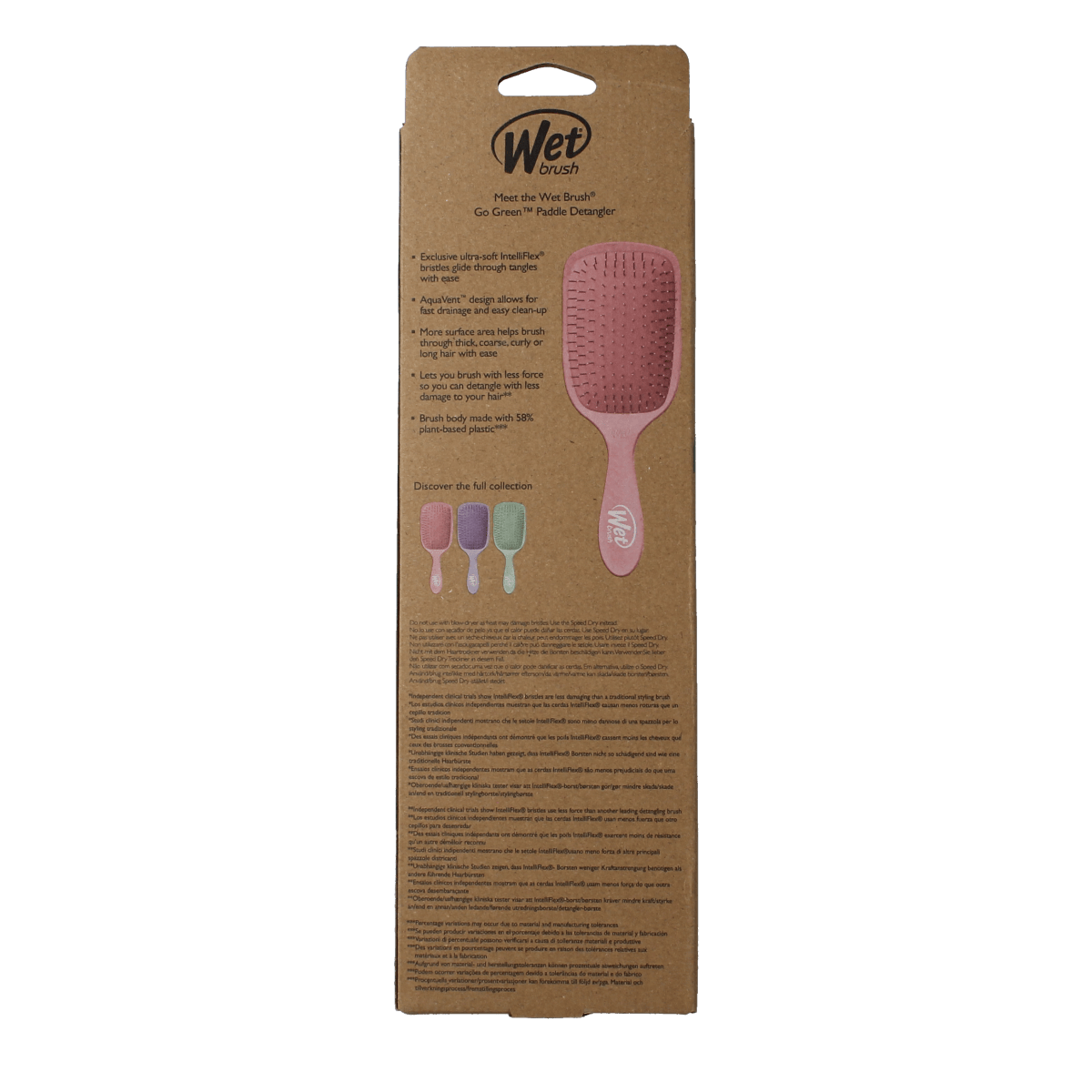 Wet Brush Sponzen, Borstels en Handschoen Lichaam 1.00 Stuks Wet Brush Go green paddle detangler pink 1.00 Stuks