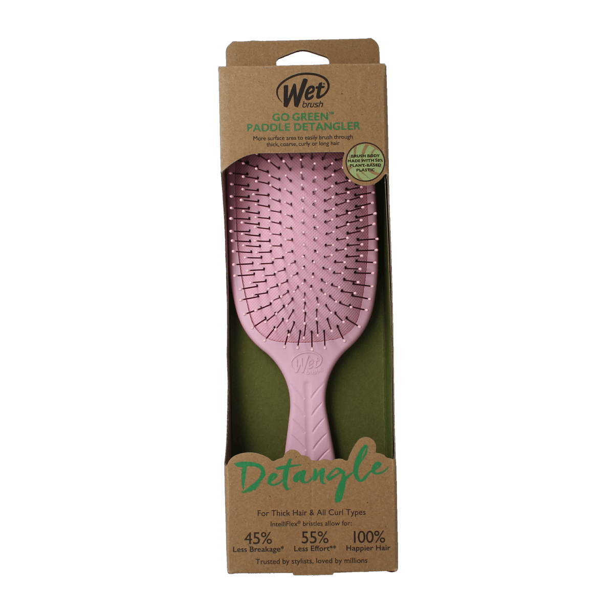 Wet Brush Sponzen, Borstels en Handschoen Lichaam 1.00 Stuks Wet Brush Go green paddle detangler pink 1.00 Stuks