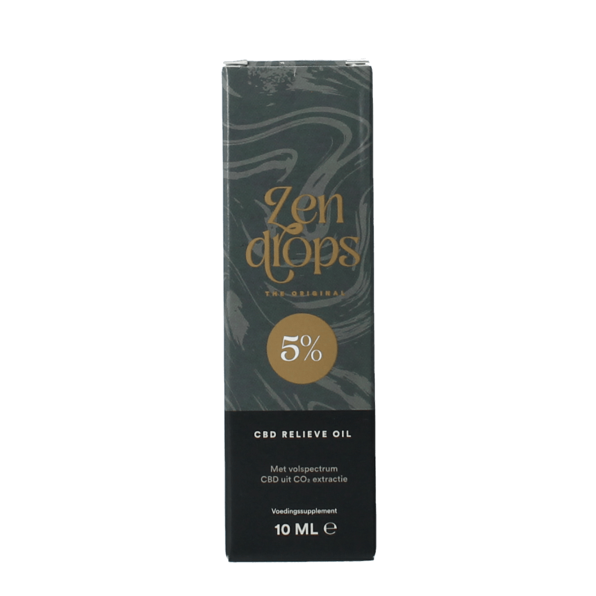 Zendrops CBD olie 5% in 10ml bottle, featuring hemp seed oil, natural herbal supplement with dropper cap for easy use.